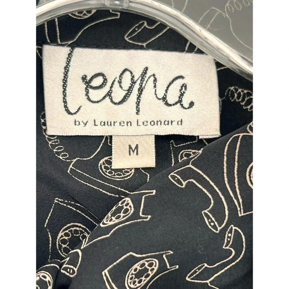 LEONA by Lauren Leonard 100% Silk Telephone Belted Dress Size Medium USA Made EC - Picture 10 of 12